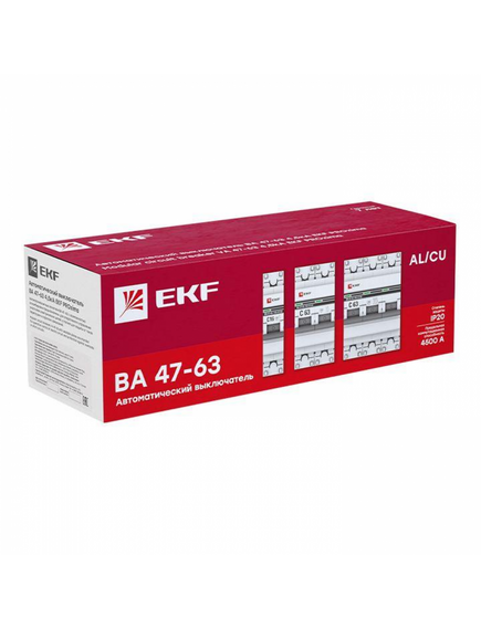 Выключатель автоматический модульный 3п D 20А 4.5кА ВА 47-63 PROxima EKF mcb4763-3-20D-pro