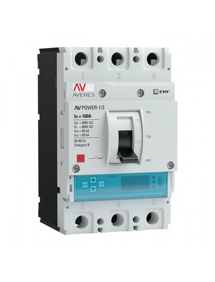 Выключатель автоматический 3п 100А 50кА AV POWER-1/3 ETU6.0 AVERES mccb-13-100-6.0-av