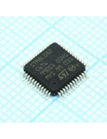 STM8L052C6T6, 8-bit микропотребляющий, 16мгц, 32кб flash (256б eeprom - включено), 2кб озу, 2х16-бит таймера, spi, i2c, usart, 12бит ацп, lcd, 4 dma, изображение 2