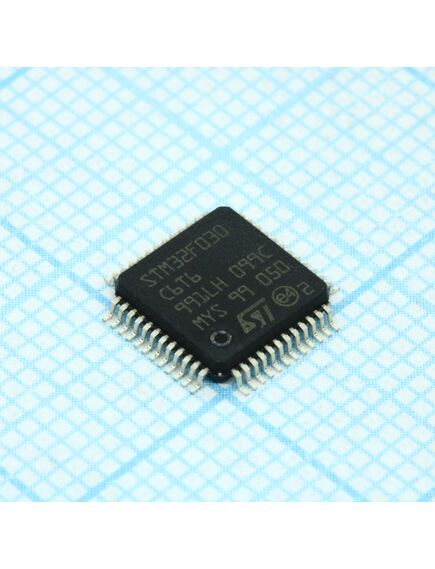 STM32F030C6T6, 32бит arm cortex m0, 48мгц, 32кб flash, 4кб озу, spi, i2c, 1xusart, 4 таймера, ацп 12 бит * 12 каналов, 39 gpio, 2.4...3.6v, -40°c...85 °c, изображение 2