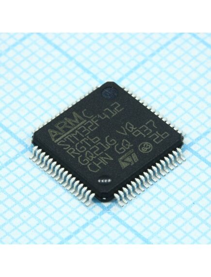 STM32F412RGT6, микроконтроллер stm 32-бит ядро arm cortex m4 risc 1мб флэш-память электропитание 3.3в 64-pin lqfp лоток