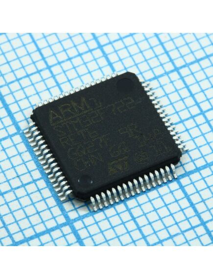 STM32F722RET6, микроконтроллер 32-бит ядро arm cortex m7 risc 512кб флэш-память 3.3в 64-pin lqfp лоток