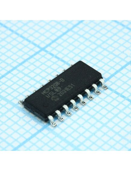 MCP3208-BI/SL, 12-ти разрядный ацп электропитание 2.7в 8-ми канальный шина spi 16soic, изображение 2