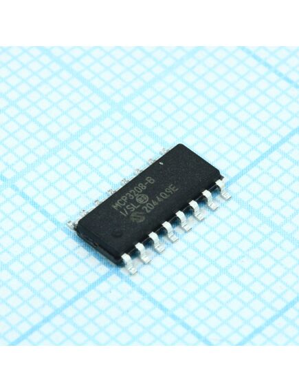 MCP3208T-BI/SL, 12-ти разрядный ацп электропитание 2.7в 8-ми канальный шина spi 16soic
