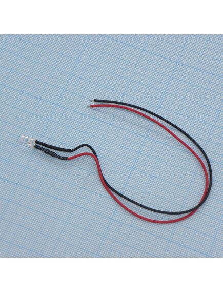Led 5mm White - 12V (с провод.), светодиод 5мм/белый/5000-6000мкд/12v с проводом