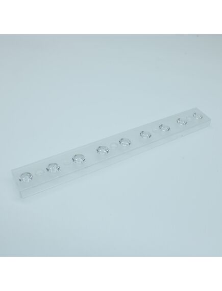 ASL239D9LED15G, групповая линейная линза на 9 светоточки для светодиодов 3030/3535, 93%, 15°. 9x1, 239mm h:29mm, pmma