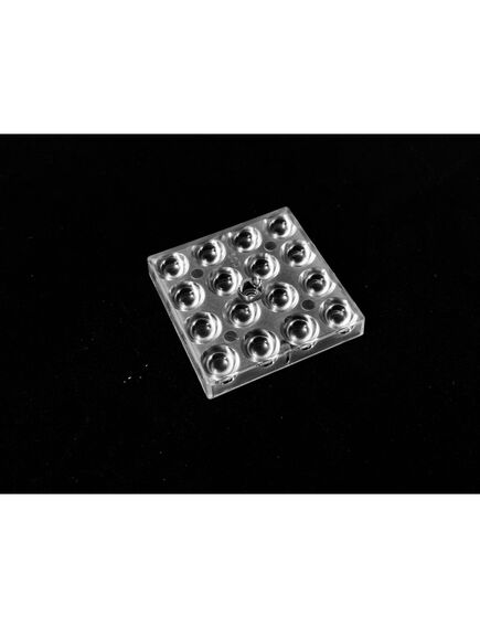 ALHB50D16LED60G, групповая квадратная линза 4x4 на 16 светодиодов 3030 эфф=93%, ~60°, 50x50mm h:7.8mm pc-1250z