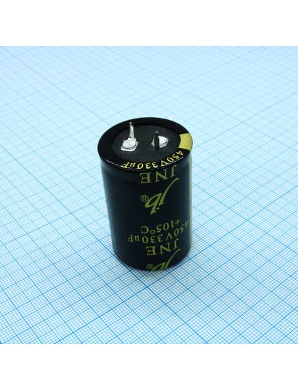 JNE2W331M10003000450, конденсатор алюминиевый электролитический с защелкиваемыми выводами 330мкф 450в ±20% (30 x 45мм) выводы 10мм 2000час 105°с россыпь, изображение 2