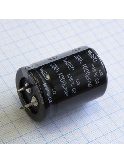 LG200M1000BPF-3040, с защёлкиваемыми выводами 200v 1000uf ±20%, стандартные, 2000часов, -20...+105°с