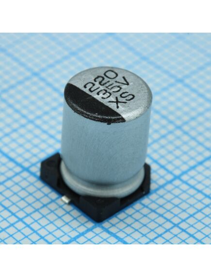 TS13C01V221MJT000R, конденсатор алюминиевый электролитический smd 220мкф 35в ±20% (8х10.5)мм 185ма 2000час 85°c лента на катушке
