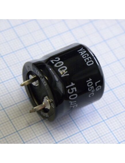 LG200M0150BPF-2220, с защёлкиваемыми выводами 200v 150uf ±20%, стандартные, 2000часов, -20...+105°с