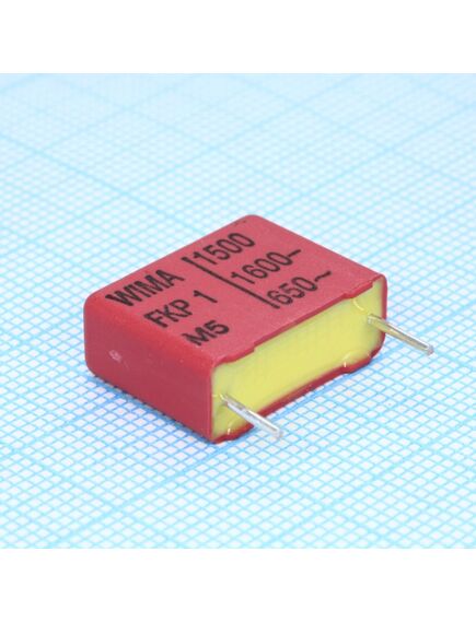 FKP1T011504D00JSSD, конденсатор металлоплёночный полипропиленовый 0.0015uf ±5% 1600vdc/650vac (18.0 x 7 x 14mm) радиальный 15mm россыпь