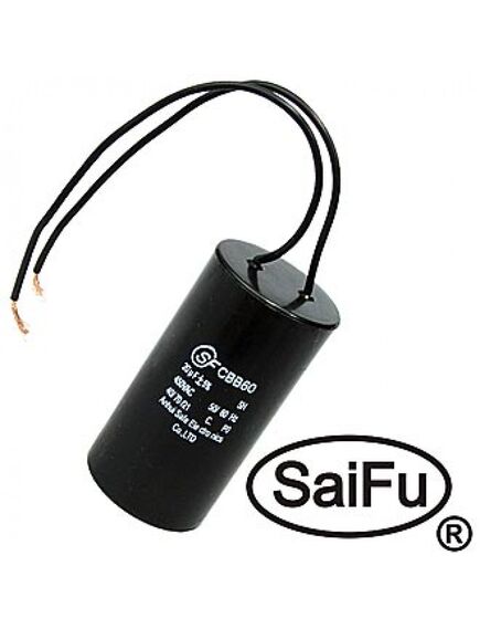 CBB60 20UF 450V WIRE (SAIFU), пусковой конденсатор saifu cbb60, 20 мкф, 450 в, с проводом