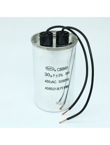 CBB65 30UF 450V WIRE, конденсатор пусковой / рабочий, металлизированный, полипропиленовый в герметизированном цилиндрическом корпусе с гибкими выводами