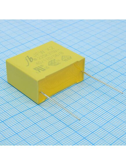 JFW0A9225K275000B, пленочный помехоподавляющий конденсатор x2, 2.2uf ±10%, 310vac, радиальные выводы с шагом 27.5mm, (31 x 14 x 25mm)