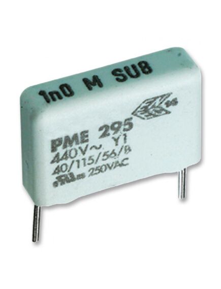 PME295RB4220MR30, конденсатор пленочный помехоподавляющий y1 2200пф 1500в постоянного/440в переменного тока ±20% (18 x 6.5 x 12.5мм) радиальные выводы 15мм 115°c россыпь
