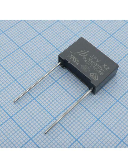JFV0A9104K150000B, пленочный помехоподавляющий конденсатор x2 0.1мкф, 310vас, радиальные выводы с шагом 15мм, 18x6x12мм, изображение 2