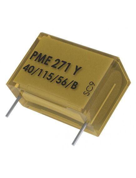 PME271YA4330MR19T0, конденсатор пленочный помехоподавляющий y2 3300пф 1000в постоянного/300в переменного тока ±20% (13.5 x 4.1 x 8.2мм) радиальные выводы 10.2мм 115°c лента на катушке