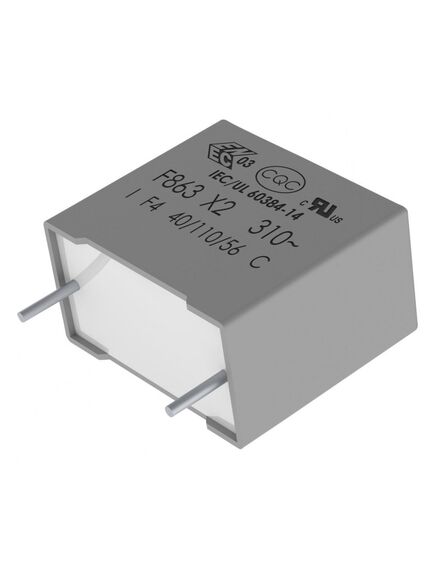 F863FL225K310Z, конденсатор пленочный помехоподавляющий x2 2.2мкф 630в постоянного/310в переменного тока ±10% (32 x 13 x 25мм) радиальные выводы 27.5мм 110°c автомобильного применения
