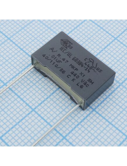 R474I210050A1K, пленочный помехоподавляющий конденсатор x1, 0.01uf ±10%, 440vac, радиальные выводы с шагом 15mm, (18 x 5 x 11mm)