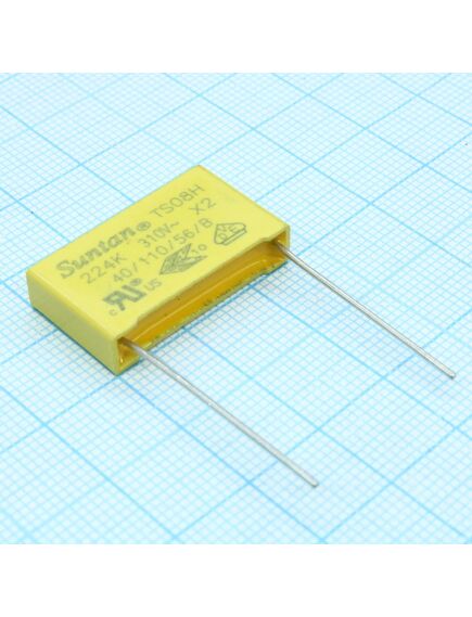 TS08H0A9224KAB0G0R, пленочный помехоподавляющий конденсатор x2, 0.22uf ±10%, 310vac, радиальные выводы с шагом 22.5mm, (26 x 6 x 15mm)