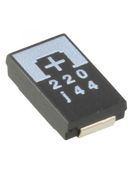 10TAE220ML, конденсатор танталовый полимерный 220мкф 10в d3l корпус ±20% (7.3 x 4.3 x 2.8мм) для поверхностного монтажа 0.025ом 2000h 105°c лента на катушке